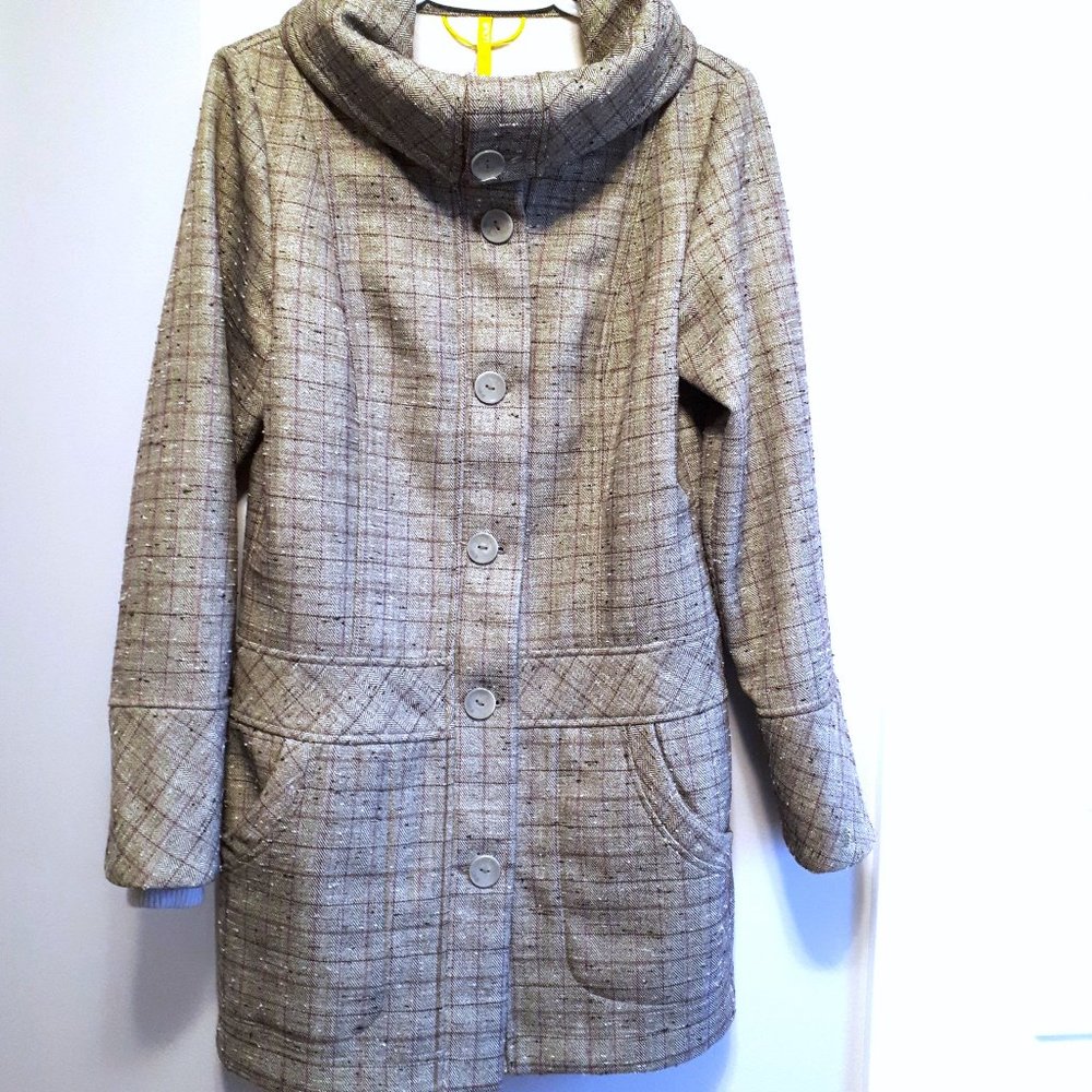 Lole Grey and Purple Tweed Coat